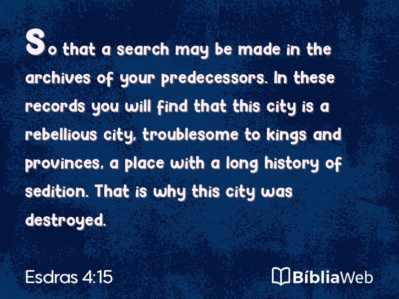 Esdras 4:15 em imagem para compartilhar