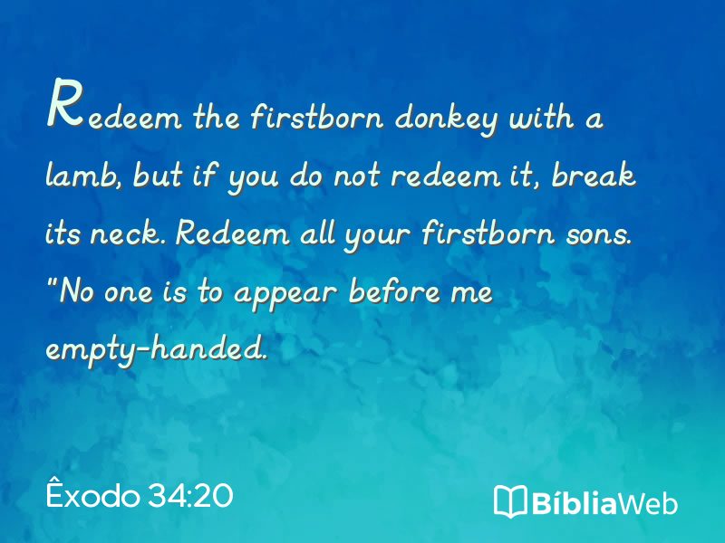 Êxodo 34:20 em imagem para compartilhar
