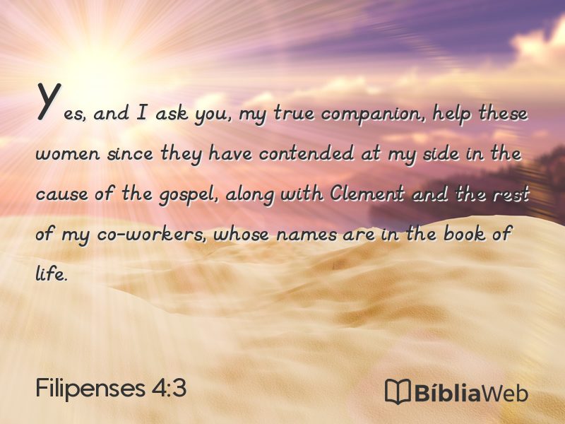 Filipenses 4:3 em imagem para compartilhar