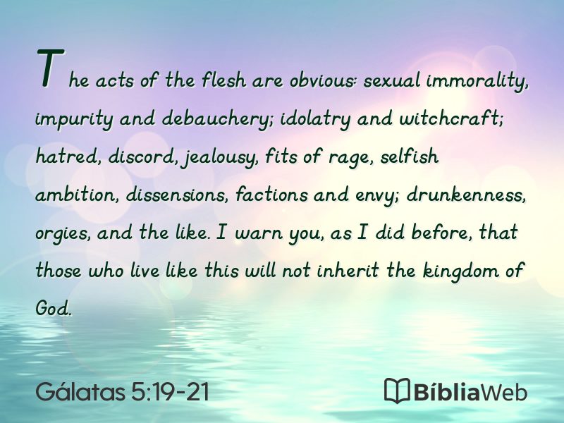 Gálatas 5:19-21 em imagem para compartilhar
