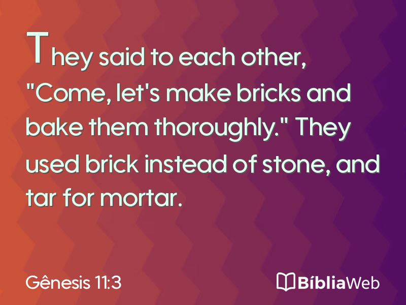 Gênesis 11:3 em imagem para compartilhar