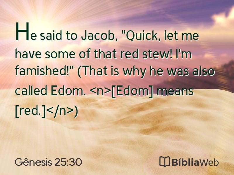 Gênesis 25:30 em imagem para compartilhar
