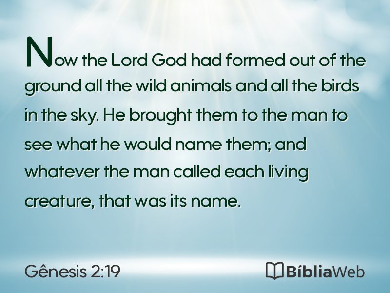 Gênesis 2:19 em imagem para compartilhar