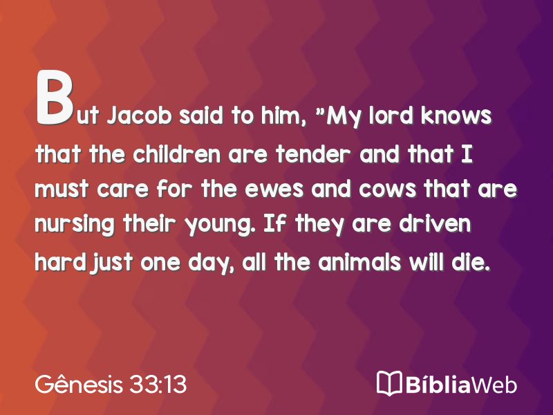 Gênesis 33:13 em imagem para compartilhar