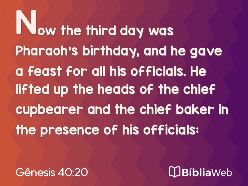 Gênesis 40:20 em imagem para compartilhar
