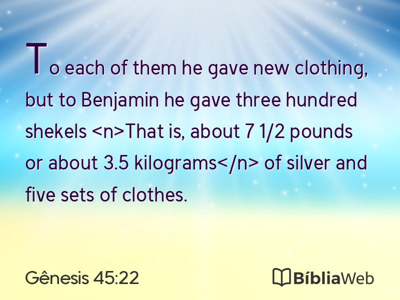 Gênesis 45:22 em imagem para compartilhar