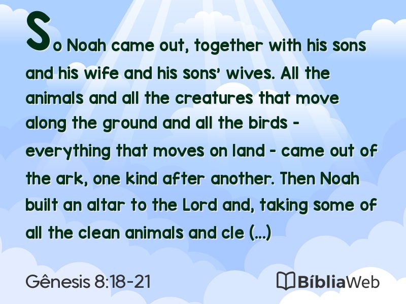 Gênesis 8:18-21 em imagem para compartilhar