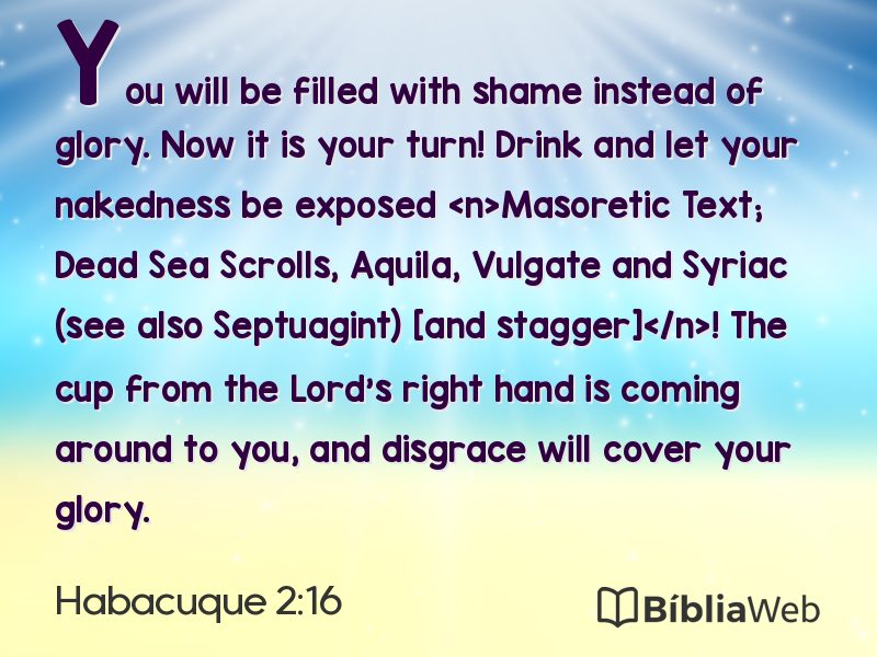 Habacuque 2:16 em imagem para compartilhar