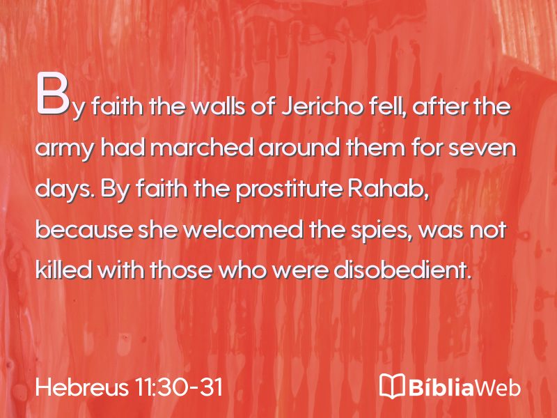Hebreus 11:30-31 em imagem para compartilhar
