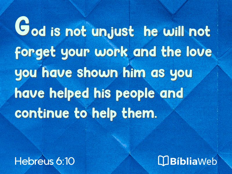 Hebreus 6:10 em imagem para compartilhar