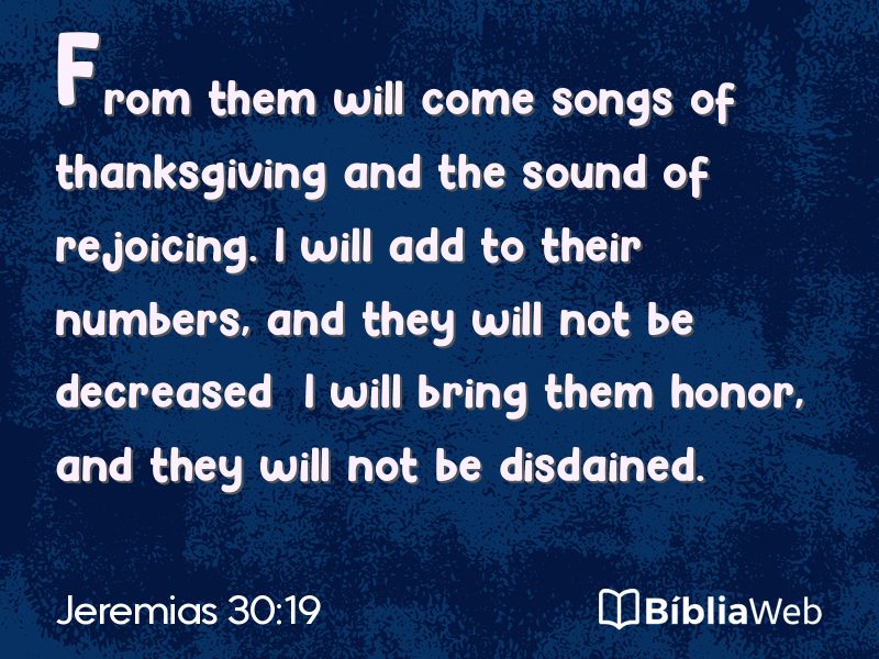Jeremias 30:19 em imagem para compartilhar