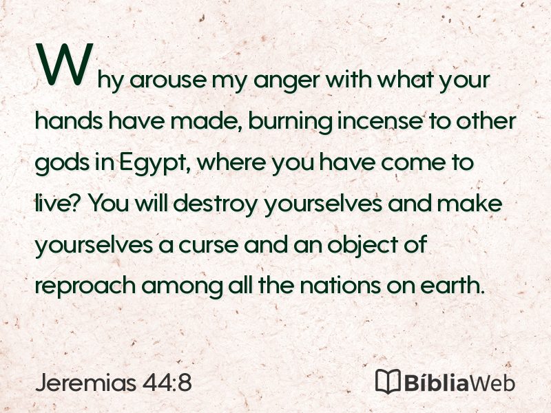 Jeremias 44:8 em imagem para compartilhar