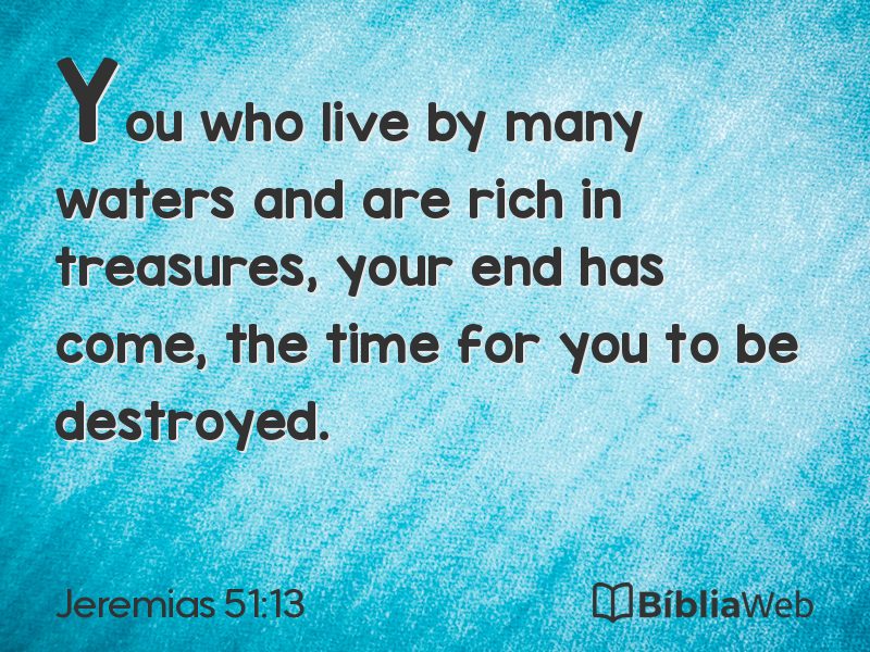 Jeremias 51:13 em imagem para compartilhar