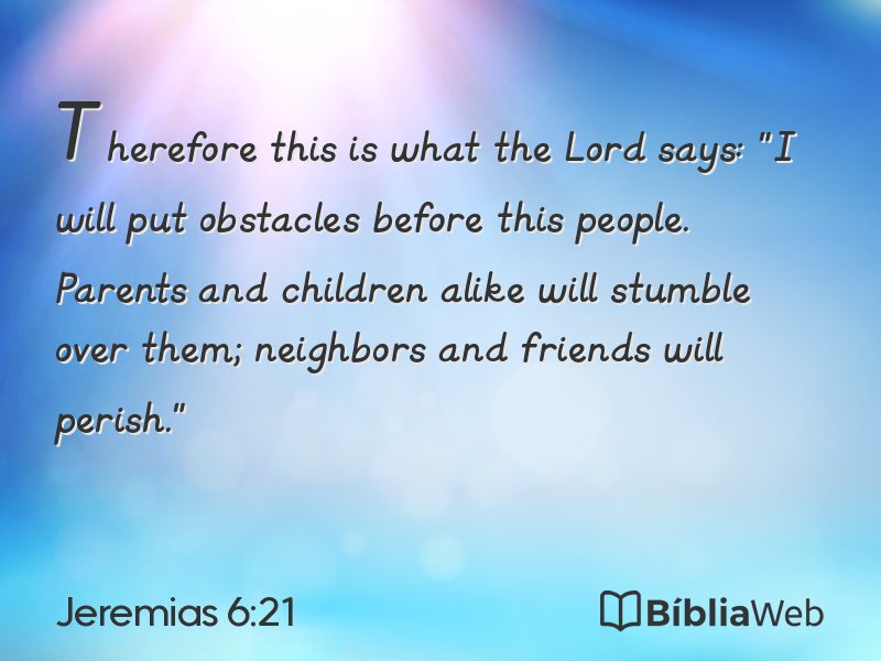 Jeremias 6:21 em imagem para compartilhar
