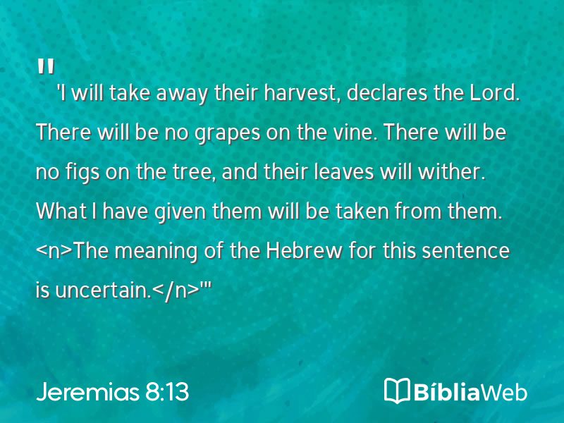 Jeremias 8:13 em imagem para compartilhar