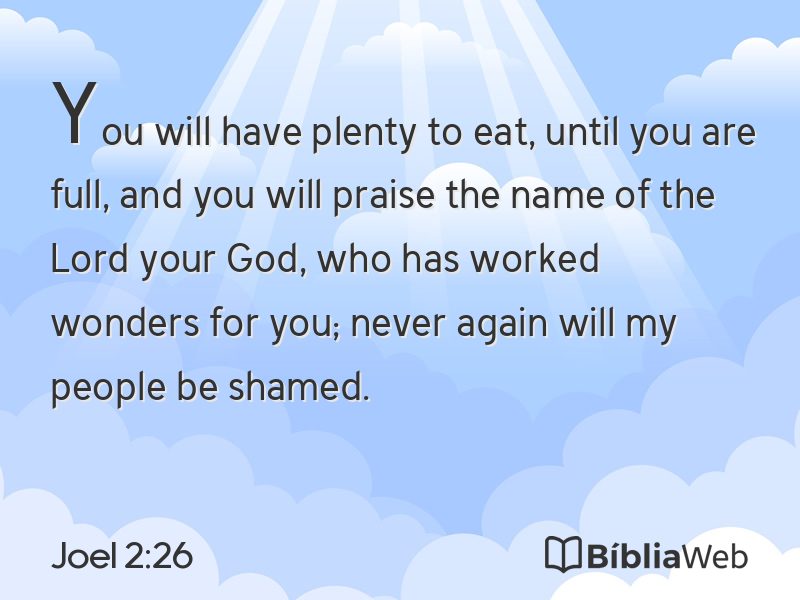 Joel 2:26 em imagem para compartilhar