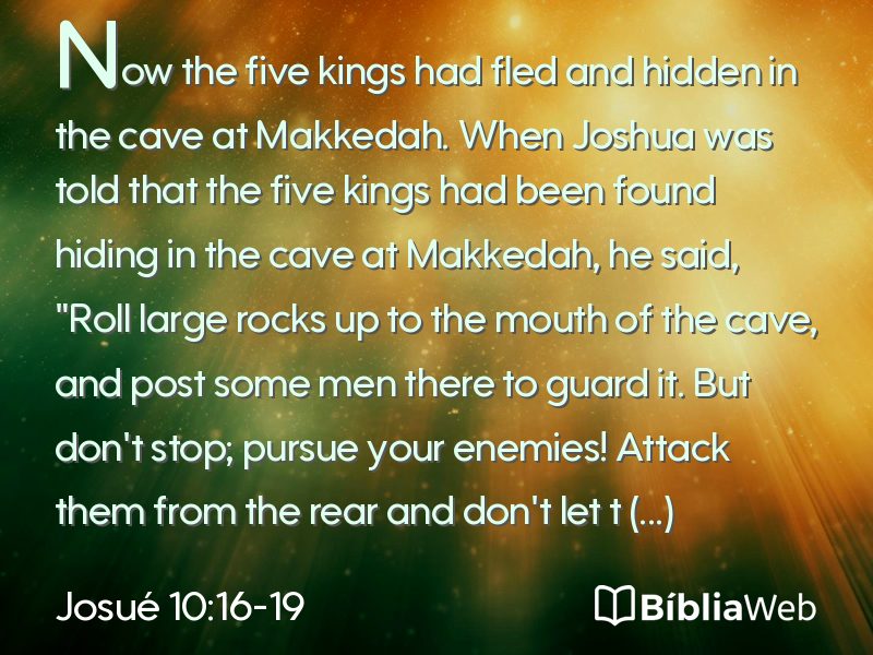 Josué 10:16-19 em imagem para compartilhar