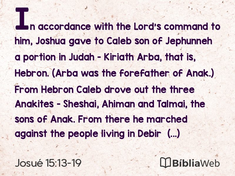 Josué 15:13-19 em imagem para compartilhar