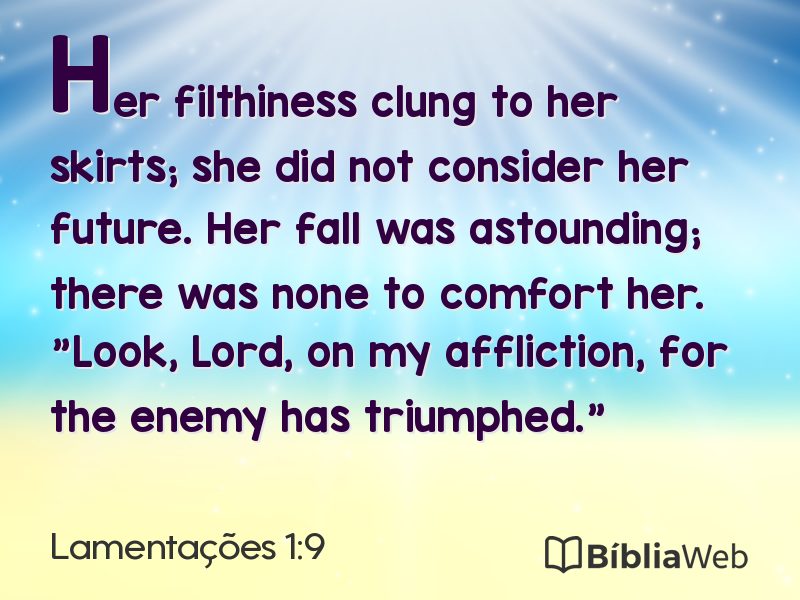 Lamentações 1:9 em imagem para compartilhar