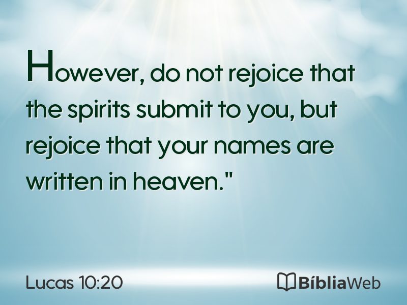 Lucas 10:20 em imagem para compartilhar