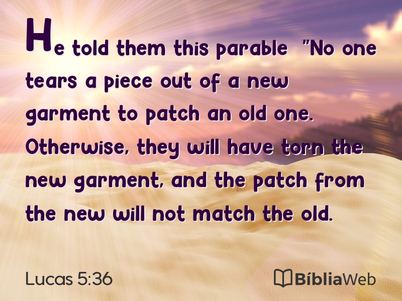 Lucas 5:36 em imagem para compartilhar