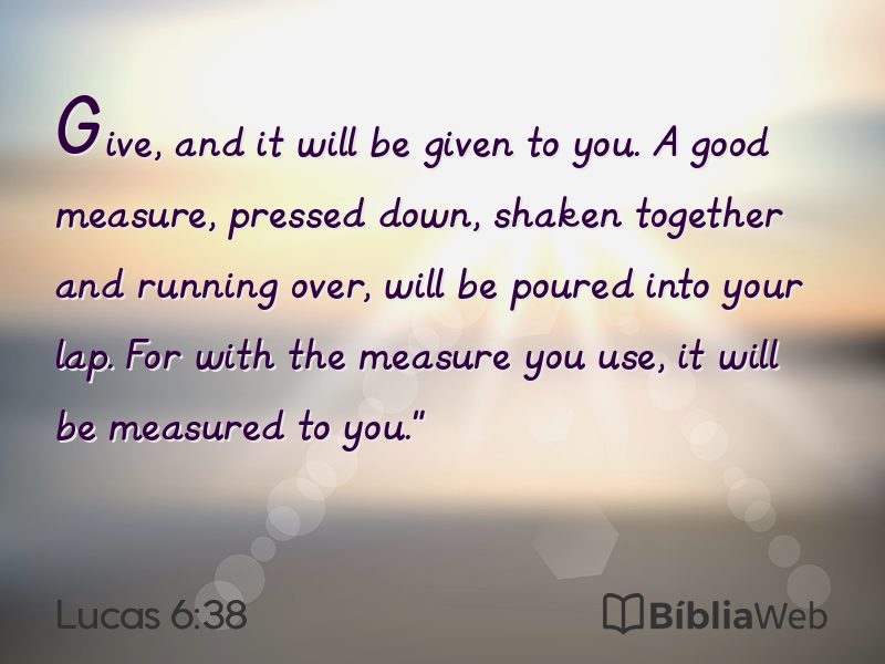 Lucas 6:38 em imagem para compartilhar