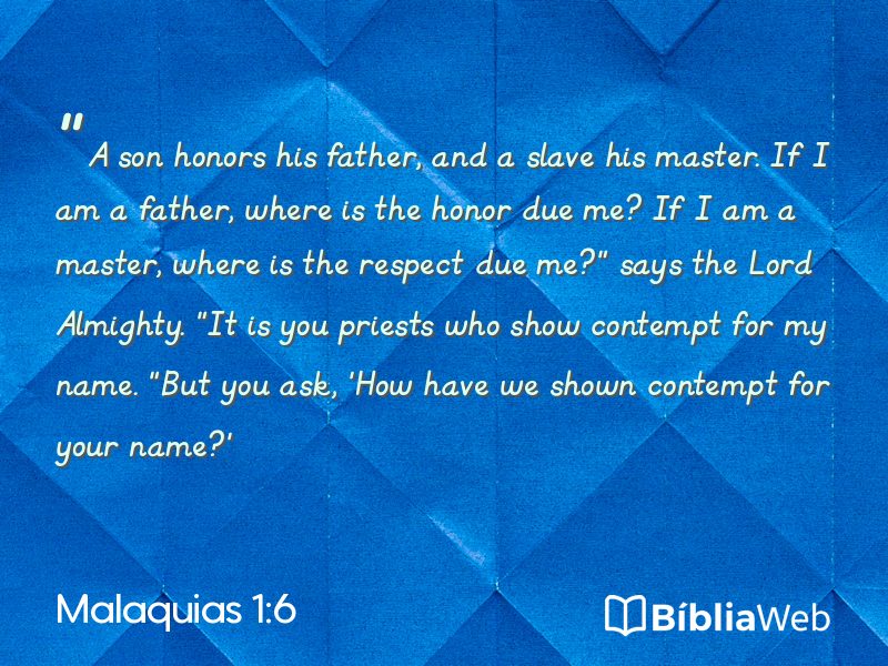 Malaquias 1:6 em imagem para compartilhar