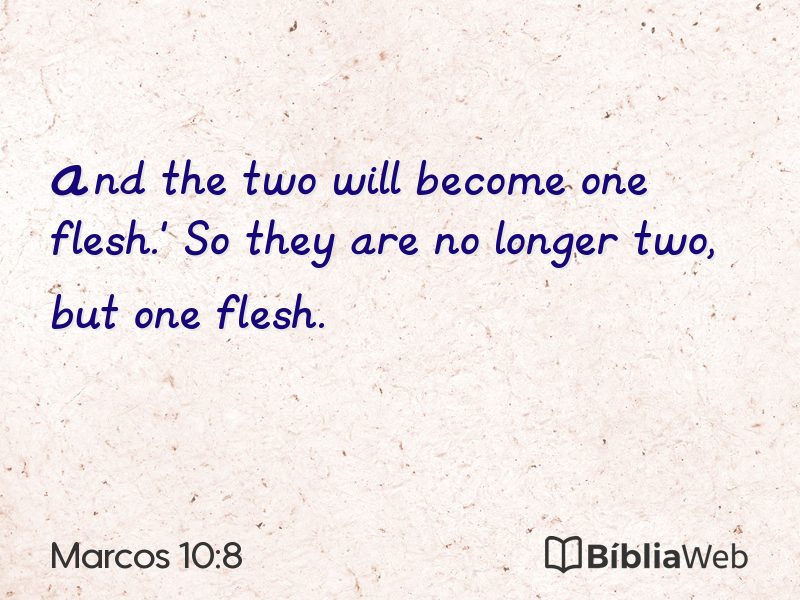 Marcos 10:8 em imagem para compartilhar