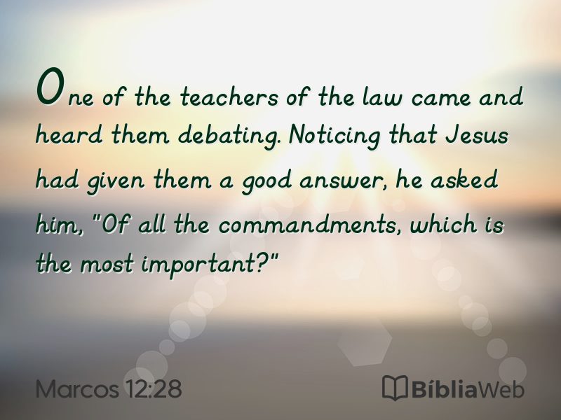 Marcos 12:28 em imagem para compartilhar