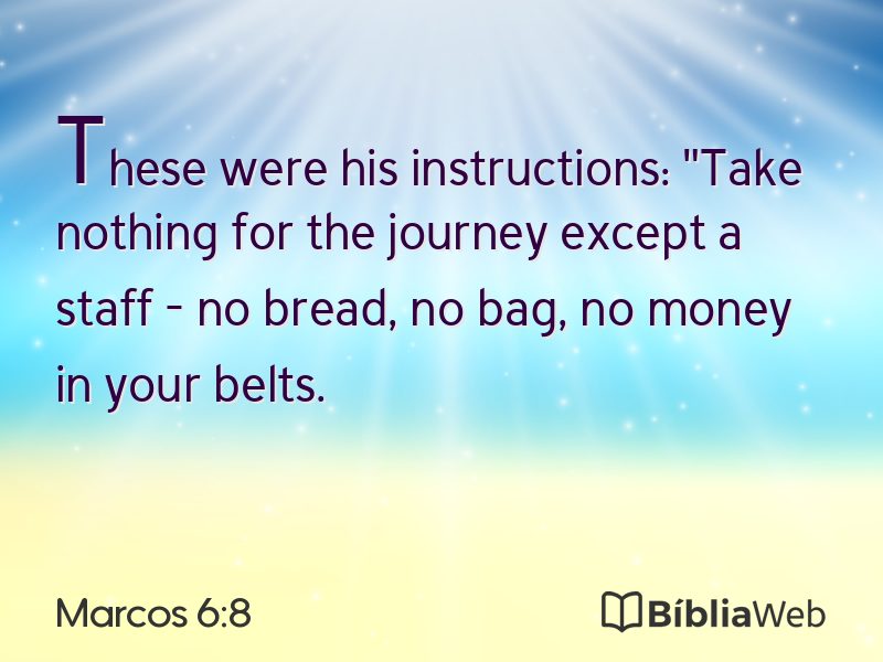Marcos 6:8 em imagem para compartilhar