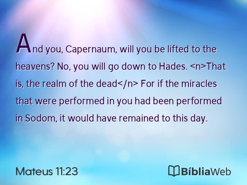 Mateus 11:23 em imagem para compartilhar