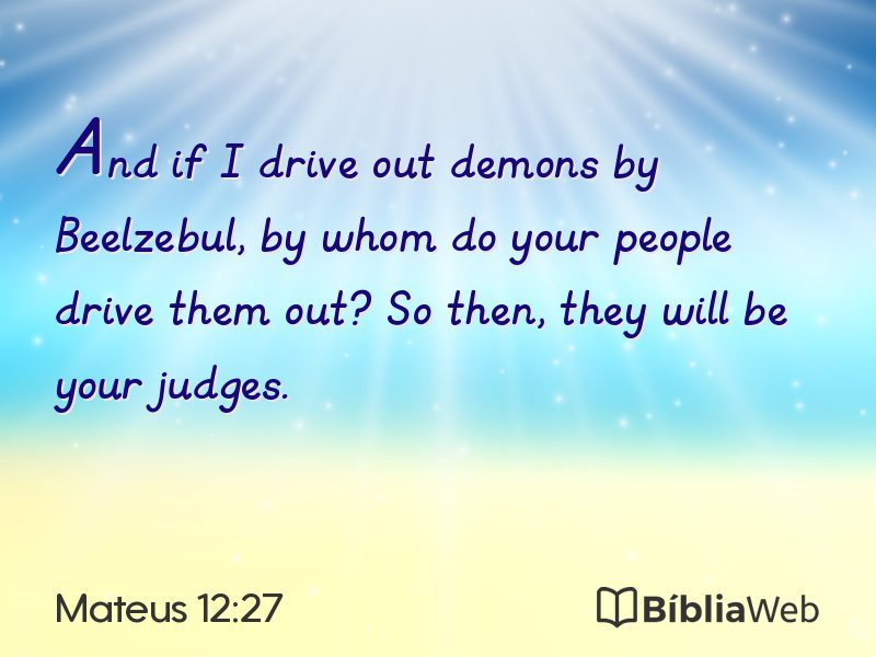 Mateus 12:27 em imagem para compartilhar