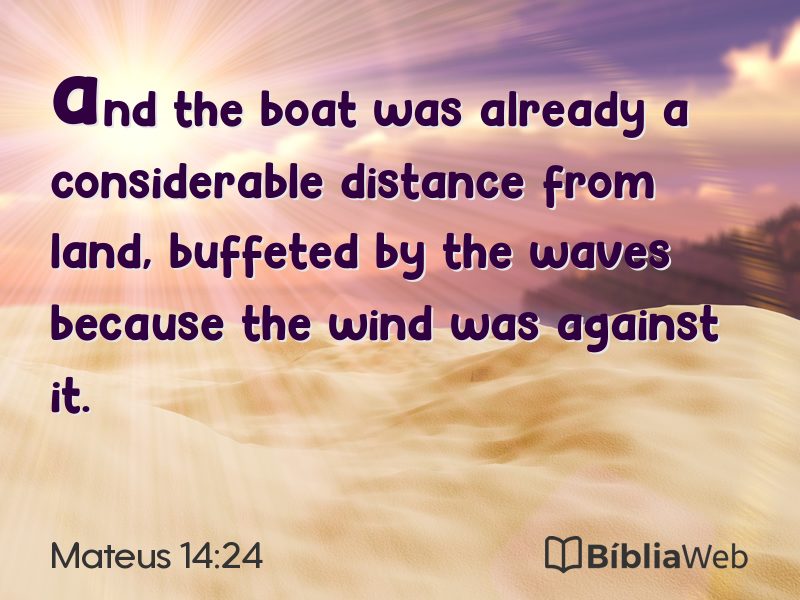 Mateus 14:24 em imagem para compartilhar