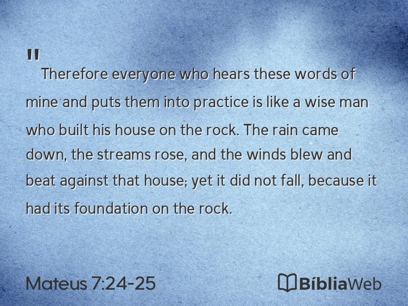 Mateus 7:24-25 em imagem para compartilhar