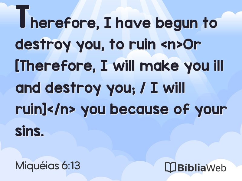 Miquéias 6:13 em imagem para compartilhar