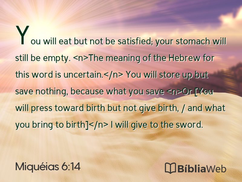 Miquéias 6:14 em imagem para compartilhar