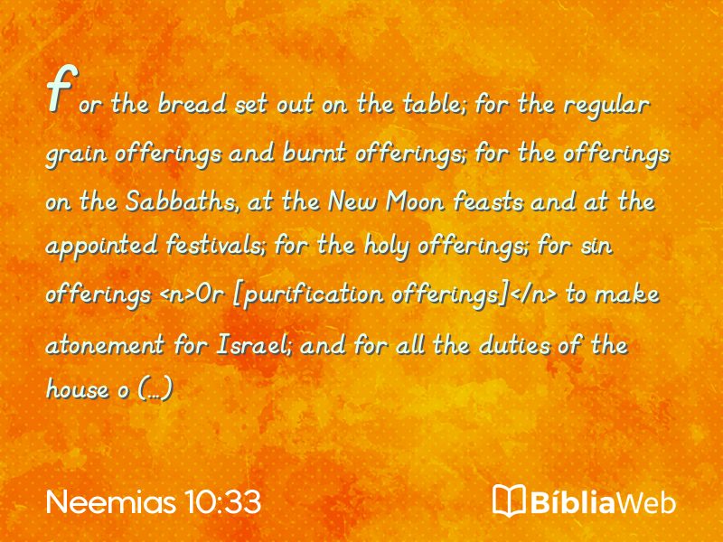 Neemias 10:33 em imagem para compartilhar