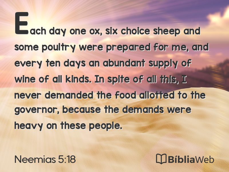 Neemias 5:18 em imagem para compartilhar