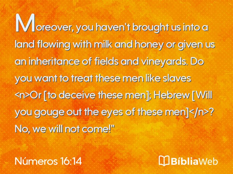 Números 16:14 em imagem para compartilhar