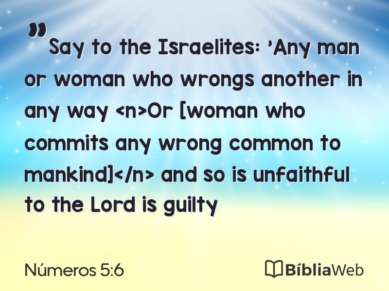 Números 5:6 em imagem para compartilhar
