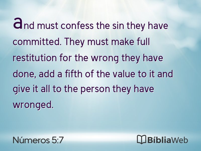 Números 5:7 em imagem para compartilhar