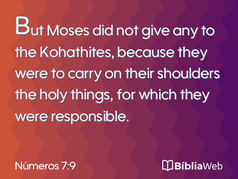 Números 7:9 em imagem para compartilhar