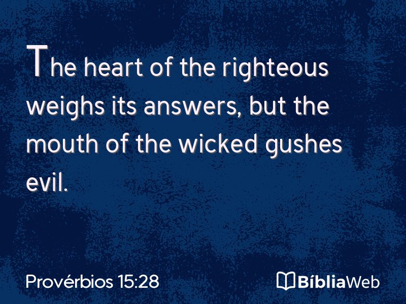 Provérbios 15:28 em imagem para compartilhar