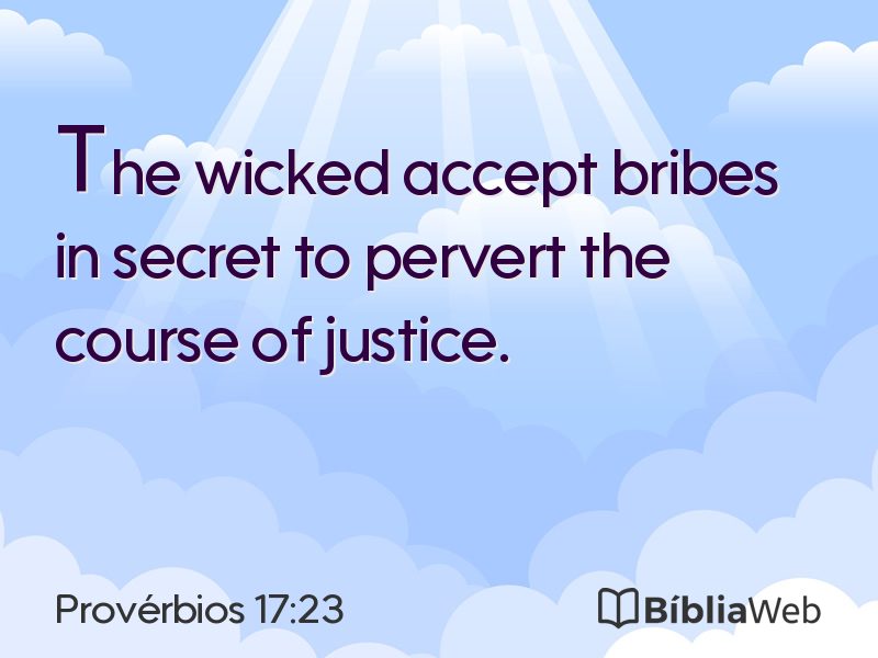 Provérbios 17:23 em imagem para compartilhar