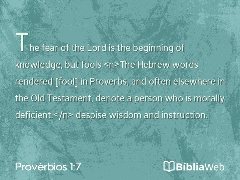 Provérbios 1:7 em imagem para compartilhar