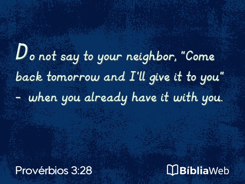 Provérbios 3:28 em imagem para compartilhar