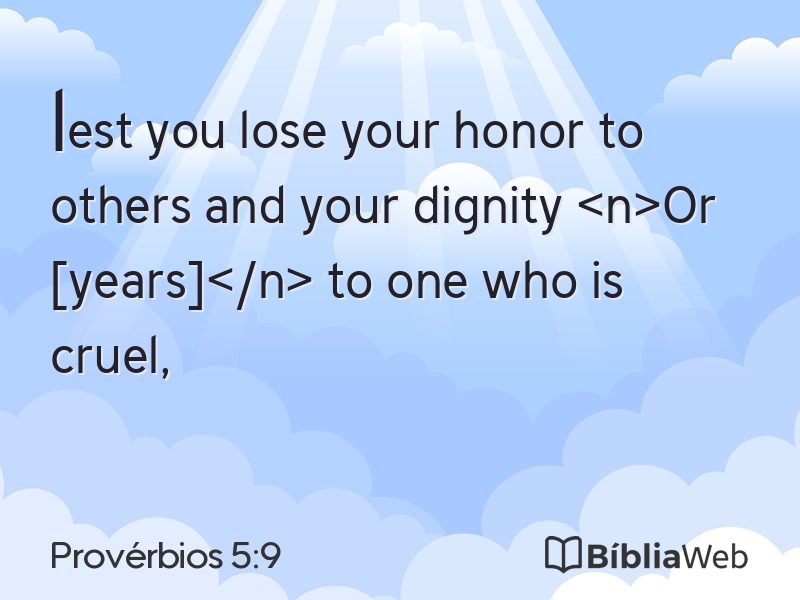 Provérbios 5:9 em imagem para compartilhar