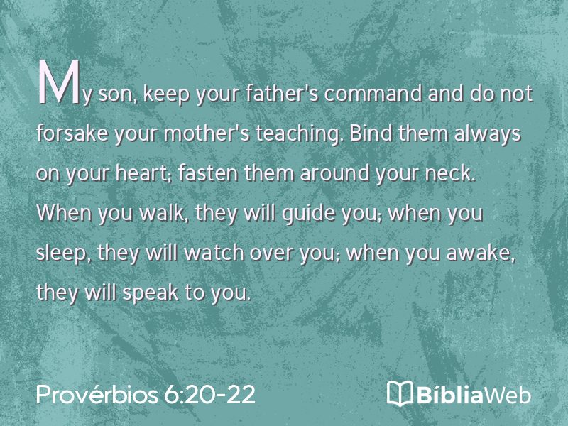 Provérbios 6:20-22 em imagem para compartilhar