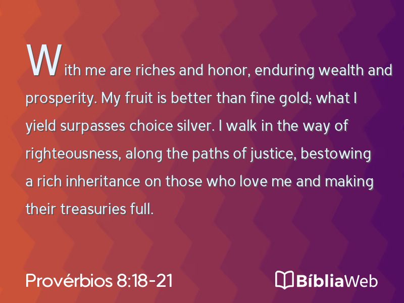Provérbios 8:18-21 em imagem para compartilhar