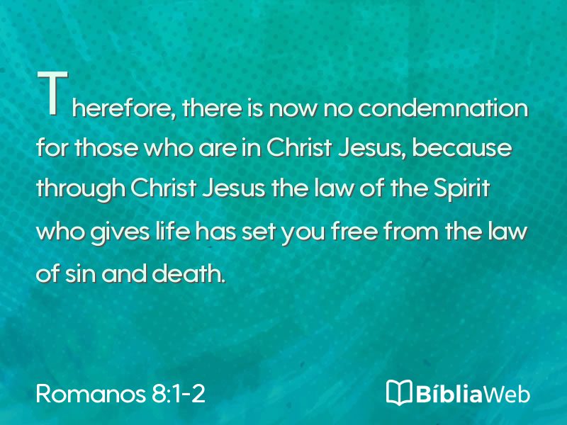 Romanos 8:1-2 em imagem para compartilhar